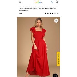 Little Love Red Swiss Dot Backless Ruffled Maxi Dress